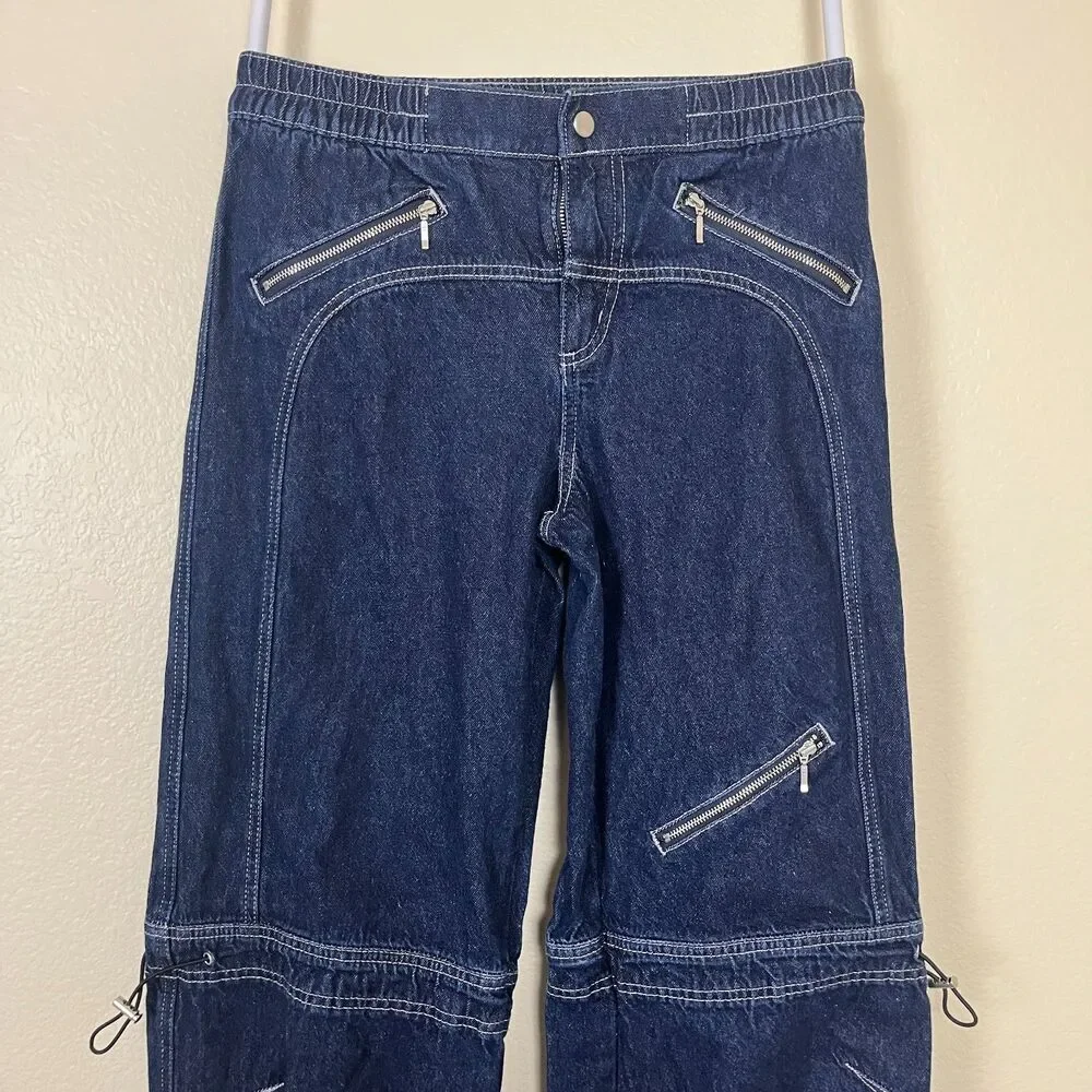 Silence + Noise Women Size 25 Cargo Baggy Jeans Straight Leg Pant Y2K Gorpcore